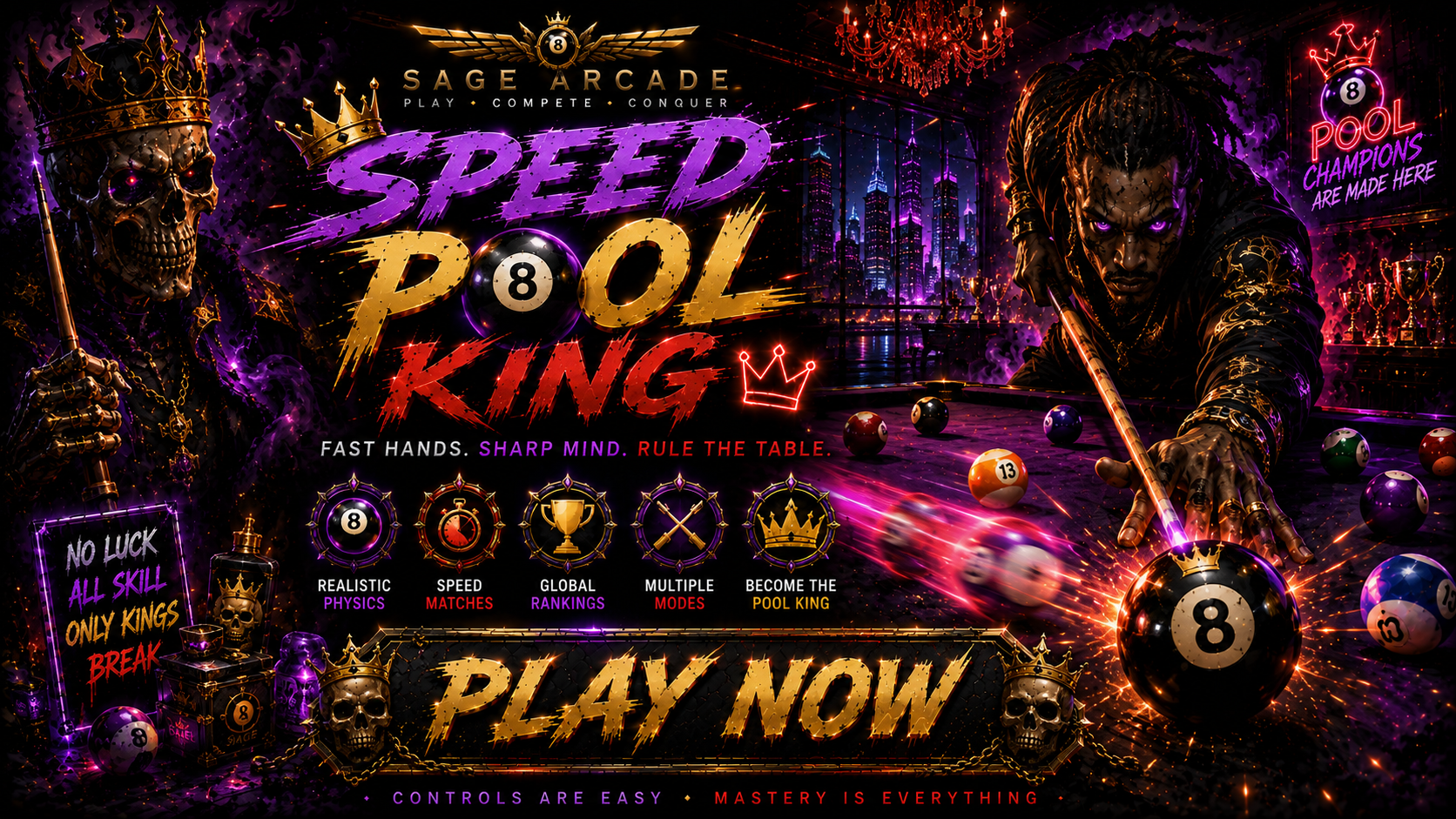 Speed Pool King SAGE Arcade promotional poster