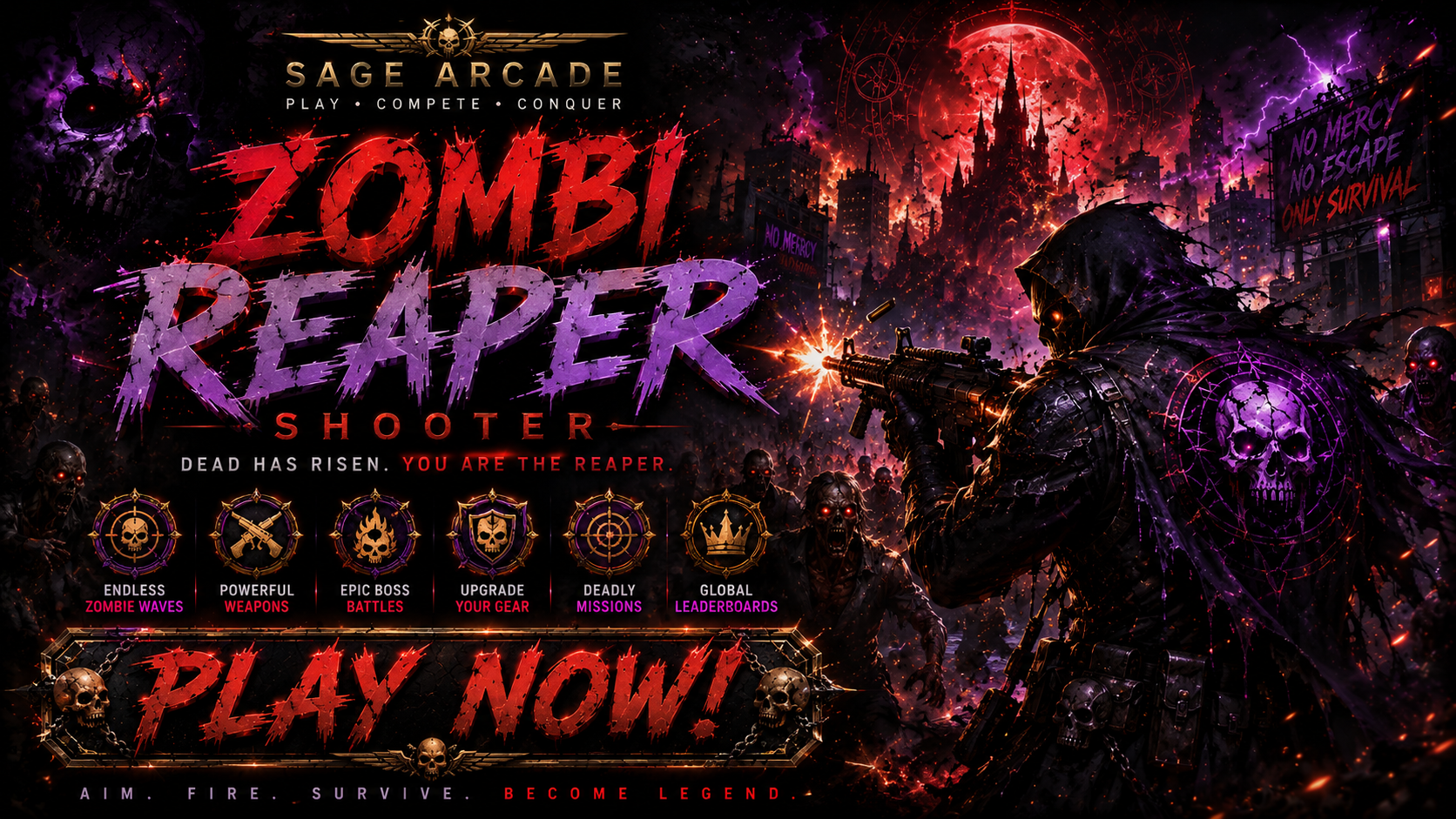 Zombie Reaper Shooter SAGE Arcade promotional poster